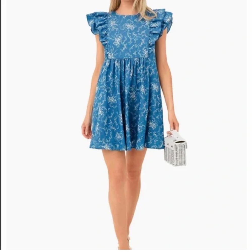 Tuckernuck Hyacinth House Chambray Vine Floral Gabi Mini Dress